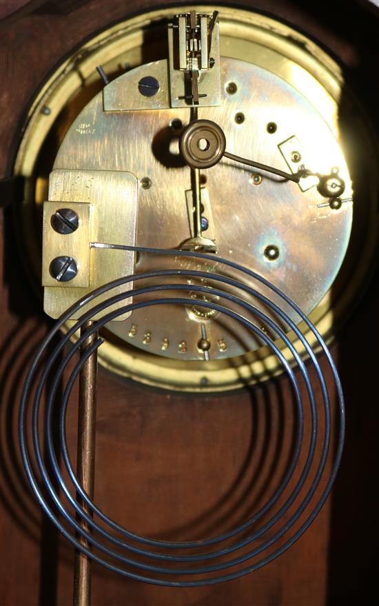 An Edwardian inlaid mahogany mantel clock, 11.5in.